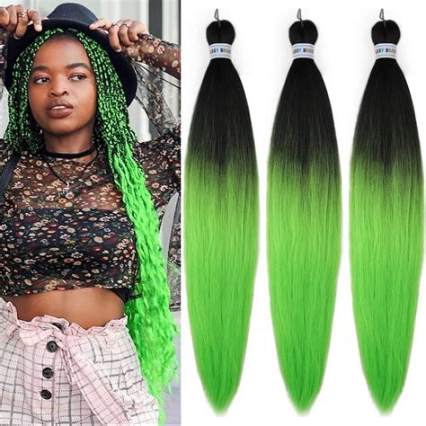 Green braiding hair - Mint Green Braiding Hair Pre Stretched Human Colored Hair Extensions for Braiding 26 inch Spectra Prestressed Prestretched Braiding Hair Kids Micro Box Braid Pre Stretched Braiding Hair (3 Packs) 4.3 out of 5 stars 404